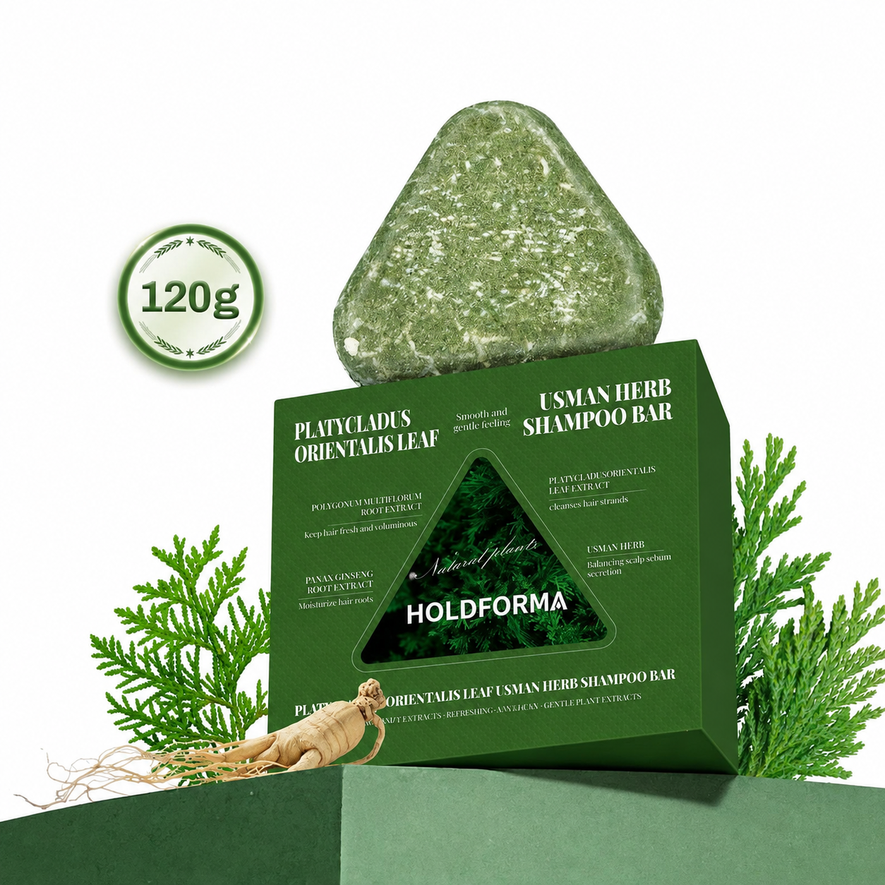 Anti Hair Loss Shampoo Bar - Polygonum, Ginseng & Tea Tree, Strengthens Roots, Reduces Hair Fall, for Thinning Hair, Sulfate-Free, Herbal Hair Growth Soap