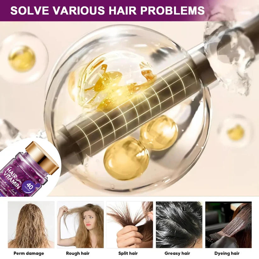 Hair Vitamin Capsules with Violet & Argan Oil for Frizz Control💜Frizz-Free Hair in Just One Capsule ✨